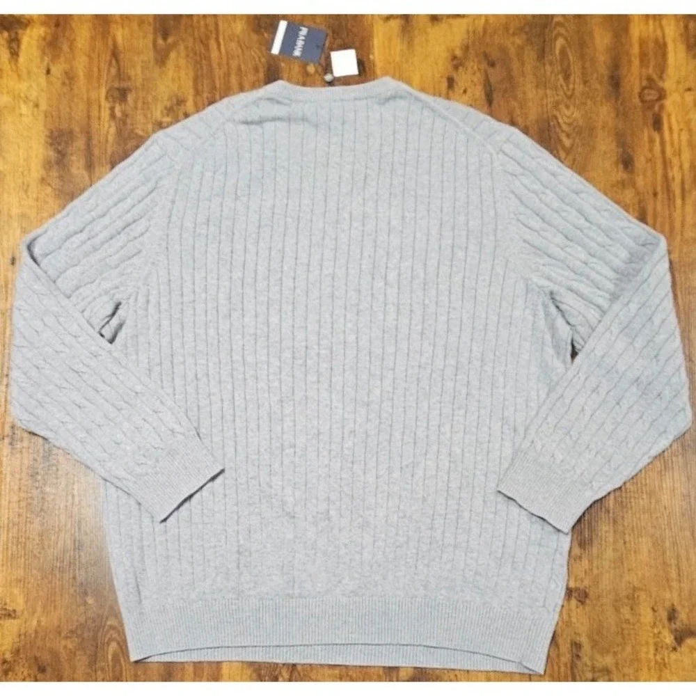 Jos A Bank Tailored Fit Sweater Mens 2XL Gray Cable Knit Crewneck Pullover NWT‎